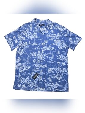 NWT Polo Ralph Lauren Linen Cotton Tropical Shirt XXL Classic Fit Blue